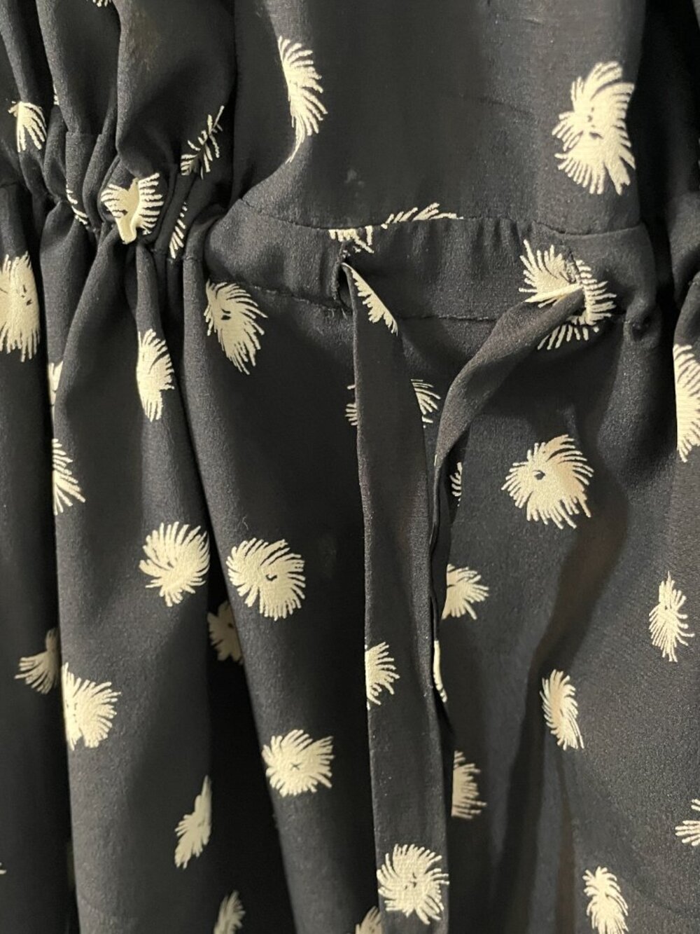 Rebecca Taylor Dandelion-Print Silk Shirtdress, Black Size 12 - Picture 5 of 7